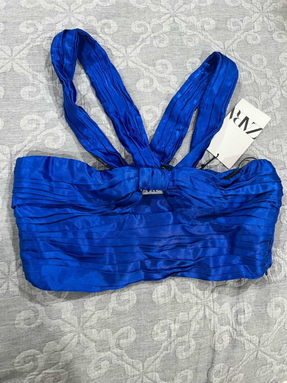 Zara Royal Blue Bandeau Top with Knot Straps